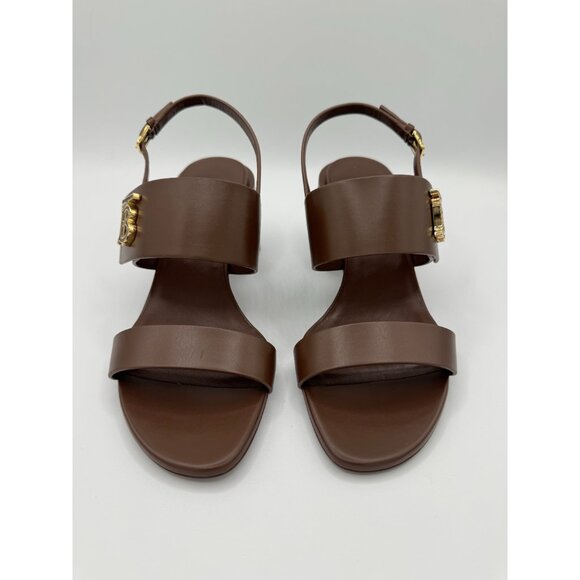 Burberry brown monogram-motif TB leather sandals - Picture 4 of 11